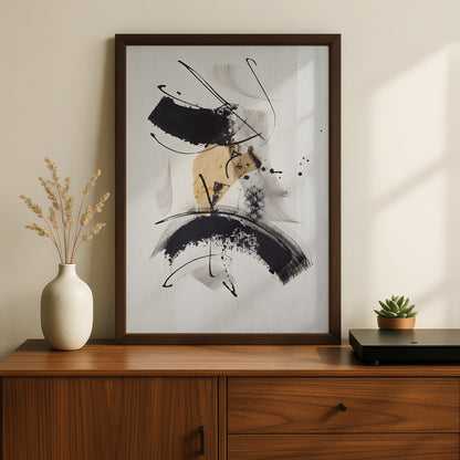 Abstract Brushstroke Wall Art, Monochrome Black White Poster, Modern Ink Print, Gallery Wall Decor