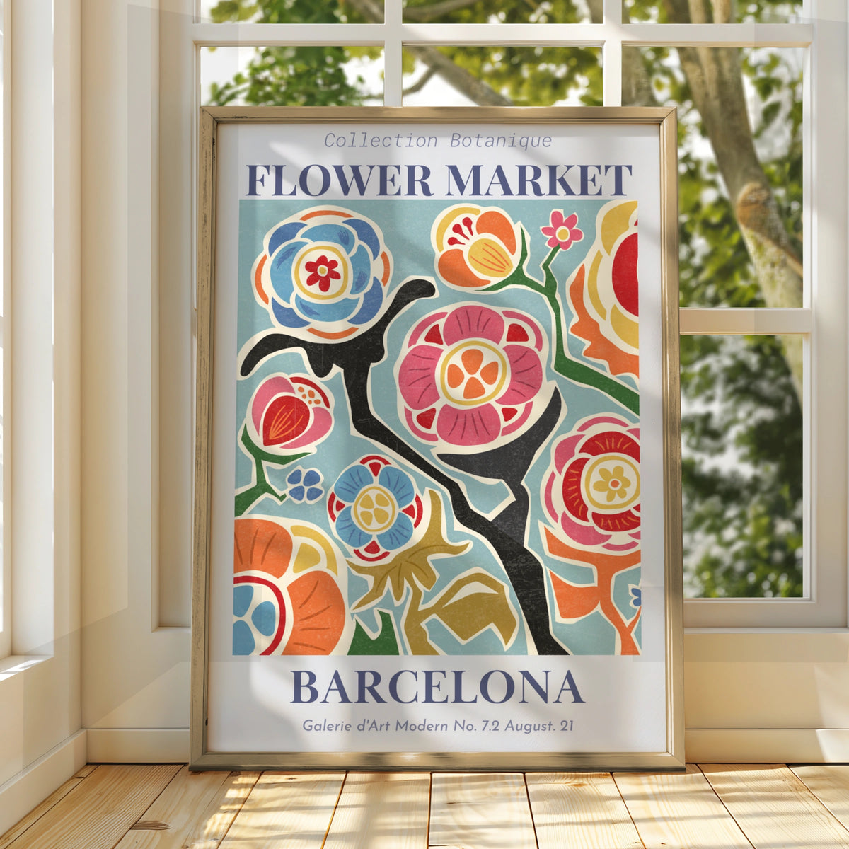 Flower Market Barcelona Maximalist Poster, Botanical Floral Wall Art, Colourful Bold Print