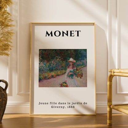 Monet Impressionist Wall Art Print | Girl in Garden Giverny, Vintage Floral Poster – product image 1