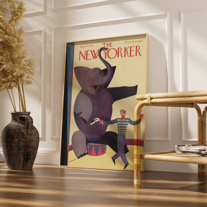 The New Yorker April 1927 Circus Elephant Poster, Vintage Art Deco Cover Wall Art Print