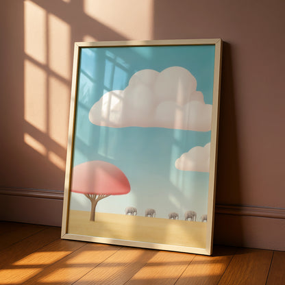 Elephant Nursery Wall Art, Safari Baby Print, Pastel Kids Room Poster, Cute Animal Decor