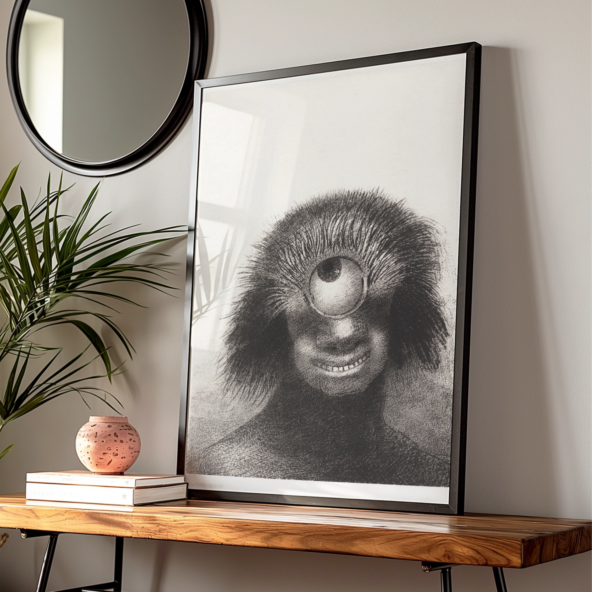 Odilon Redon Cyclops Monster Halloween Art Print, Dark Surreal Creature Poster