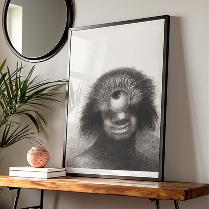 Odilon Redon Cyclops Monster Halloween Art Print, Dark Surreal Creature Poster