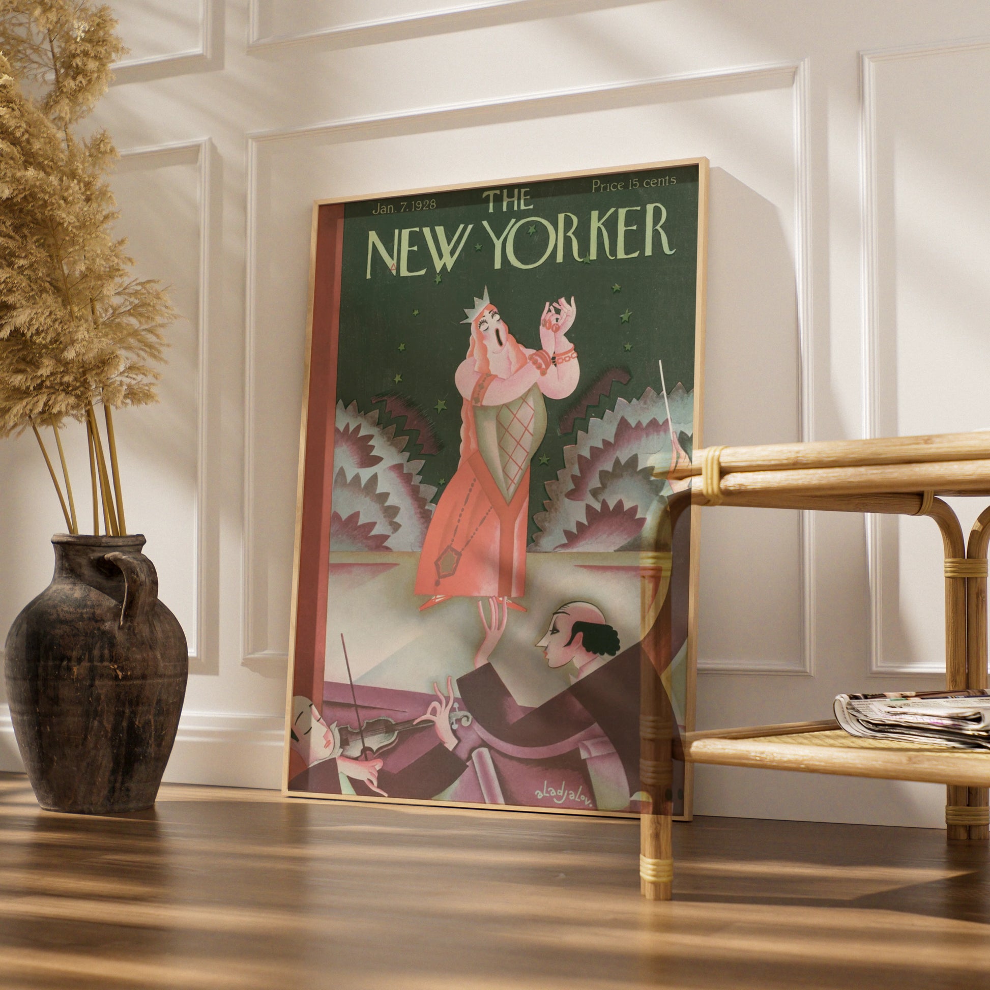 New Yorker 1928 Opera Singer Poster, Vintage Art Deco Cover Print, Music Wall Art