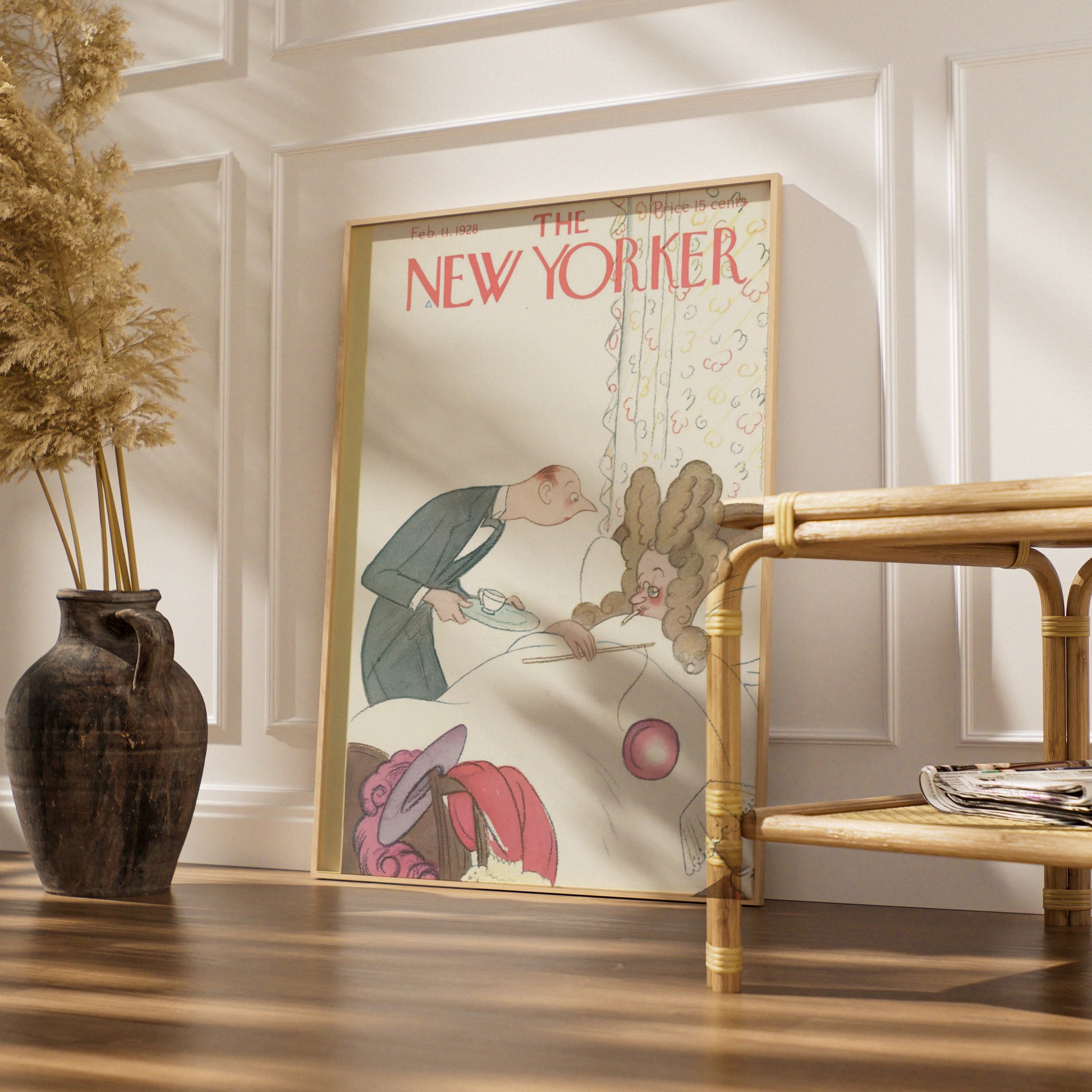 The New Yorker February 1928 Cover Art Poster, Vintage Illustration Wall Art Print