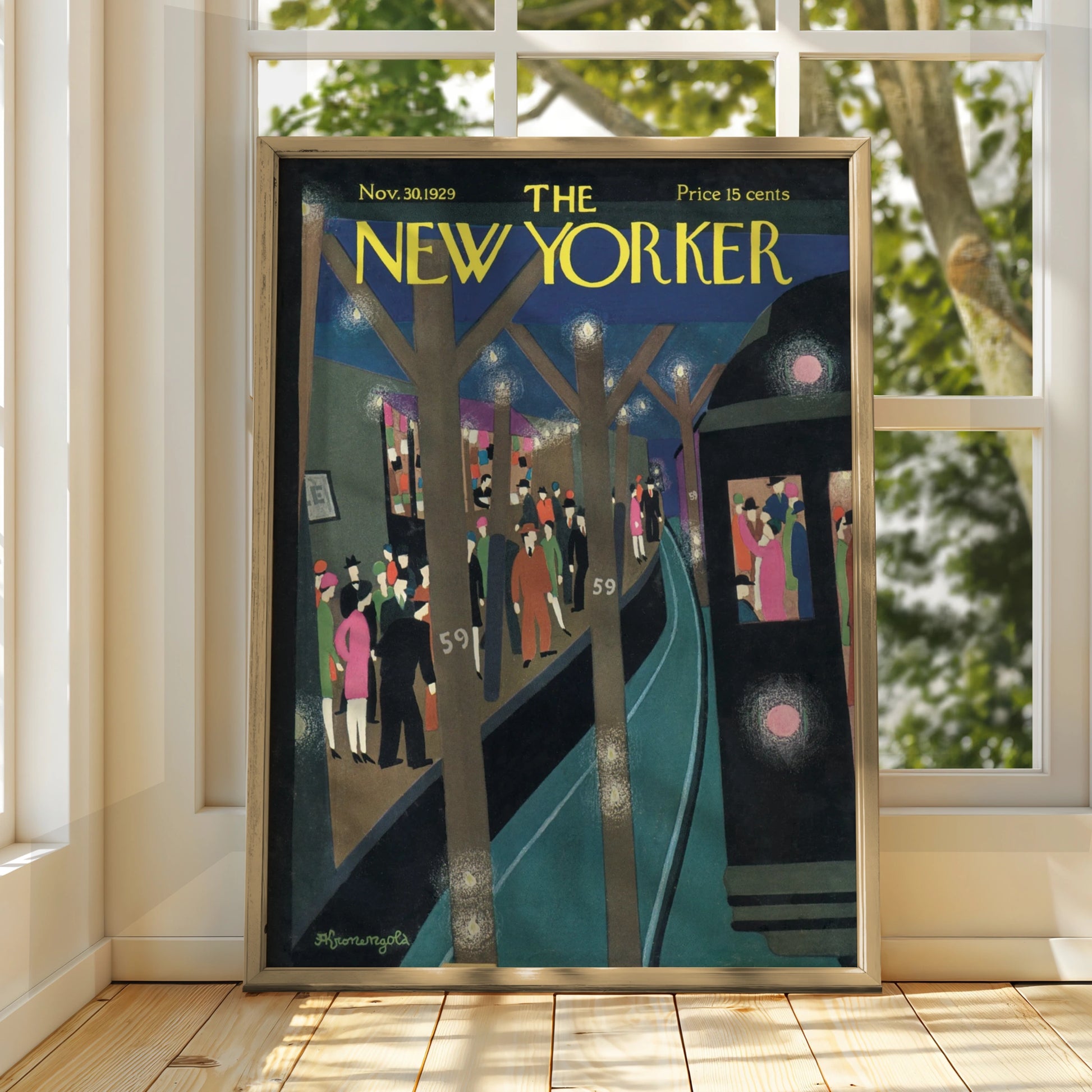 New Yorker 1929 Cover Poster, Vintage NYC Street Scene Art, Art Deco Wall Print