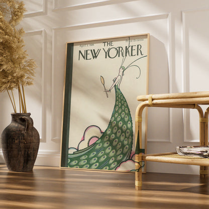 New Yorker 1926 Cover Poster, Art Deco Peacock Lady, Vintage Magazine Wall Art Print