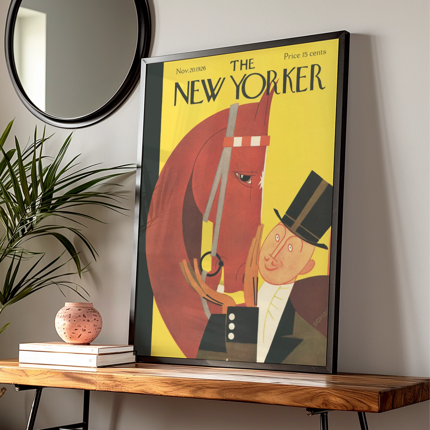 The New Yorker 1926 Cover Poster, Vintage Horse Art Deco Print, Yellow Wall Art