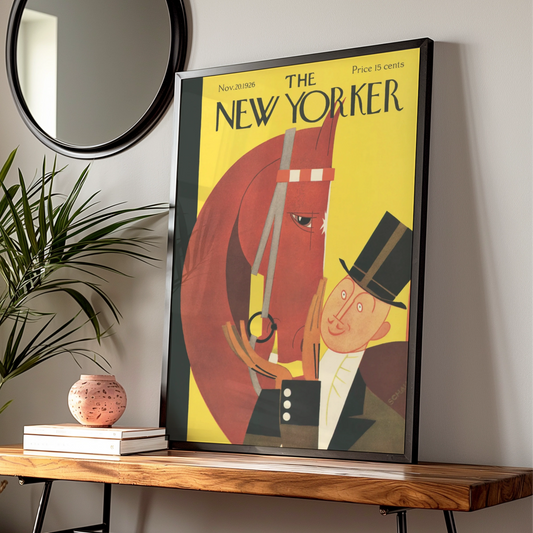 The New Yorker 1926 Cover Poster, Vintage Horse Art Deco Print, Yellow Wall Art