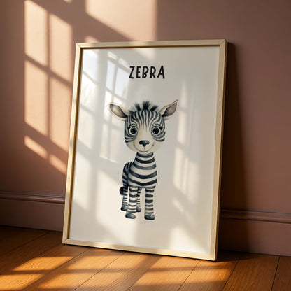 Zebra Nursery Wall Art, Baby Animal Poster, Kids Room Print, Safari Decor