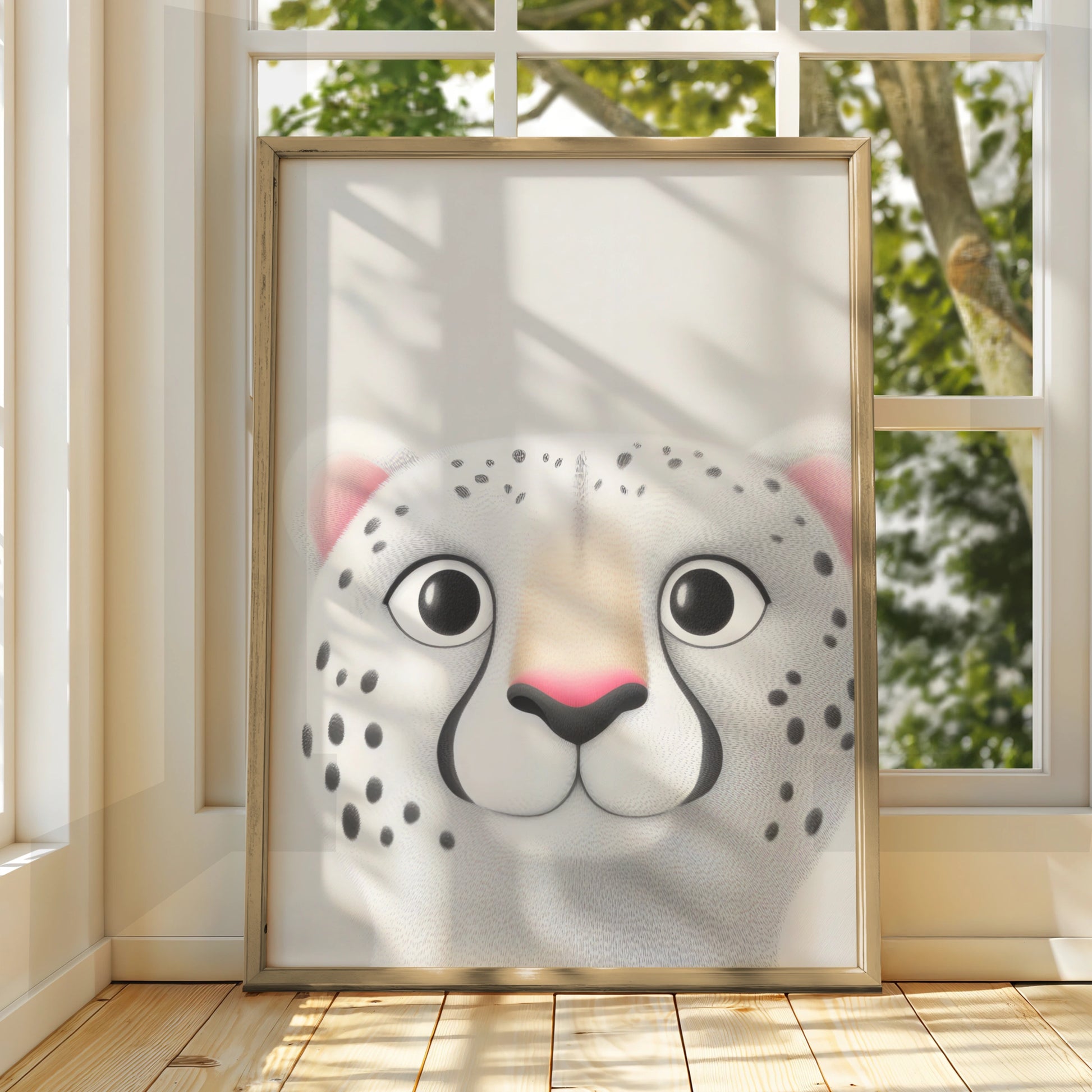 Snow Leopard Nursery Wall Art, Cute Animal Print, Baby Room Poster, Kids Decor