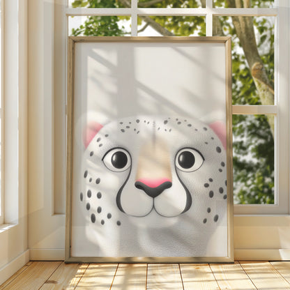 Snow Leopard Nursery Wall Art, Cute Animal Print, Baby Room Poster, Kids Decor