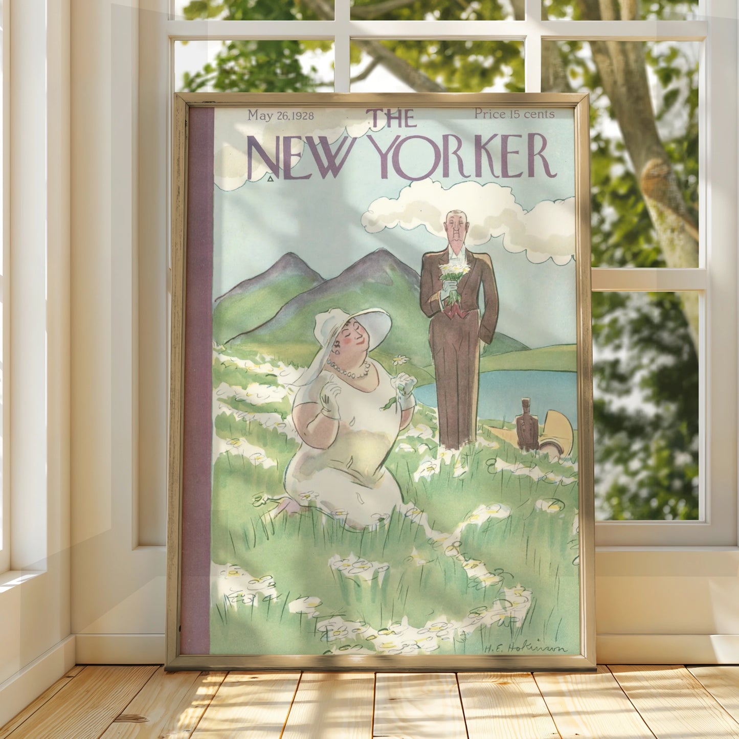 The New Yorker May 1928 Cover Poster, Vintage Wedding Daisy Field Wall Art Print