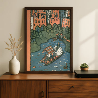 New Yorker Cover May 1927, Central Park Lake Poster, Vintage NYC Wall Art Print