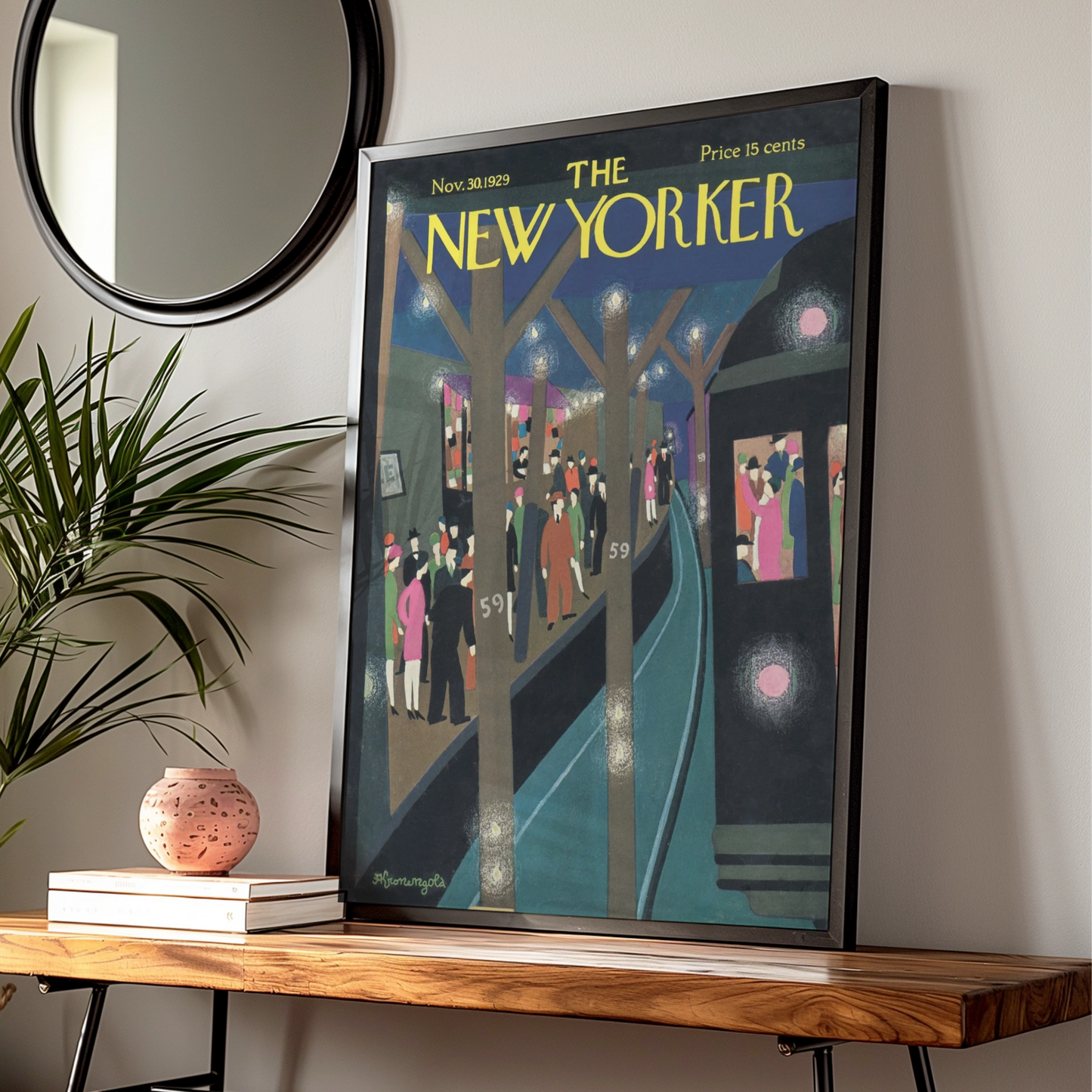 New Yorker 1929 Cover Poster, Vintage NYC Street Scene Art, Art Deco Wall Print