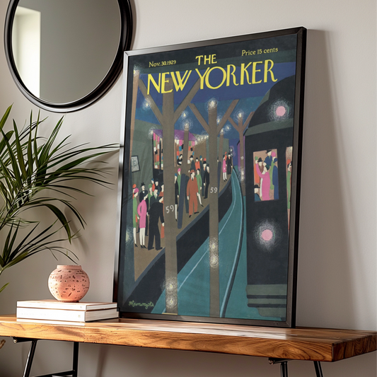 New Yorker 1929 Cover Poster, Vintage NYC Street Scene Art, Art Deco Wall Print