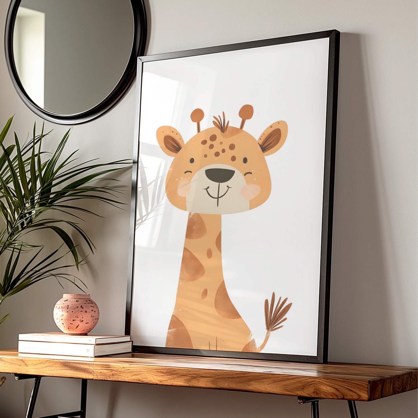 Cute Giraffe Nursery Wall Art, Safari Animal Baby Room Poster, Kids Bedroom Print
