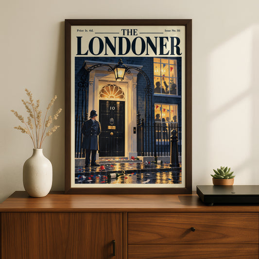 The Londoner Vintage Magazine Cover Poster, London Street Wall Art, Policeman Black Door Art Print