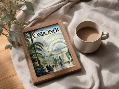 Victorian Glasshouse Poster, Crystal Palace Wall Art, Vintage Magazine Cover Print, Palm Fountain
