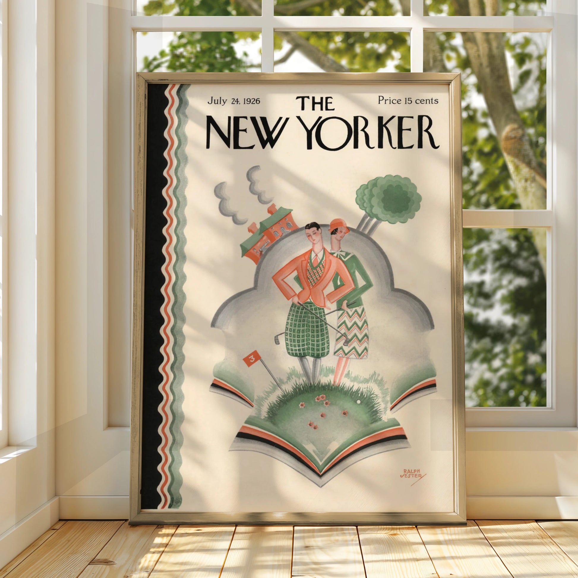 The New Yorker 1926 Golf Cover Poster, Art Deco Vintage Magazine Wall Art Print