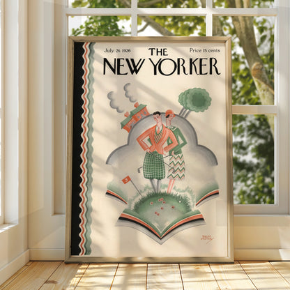 The New Yorker 1926 Golf Cover Poster, Art Deco Vintage Magazine Wall Art Print