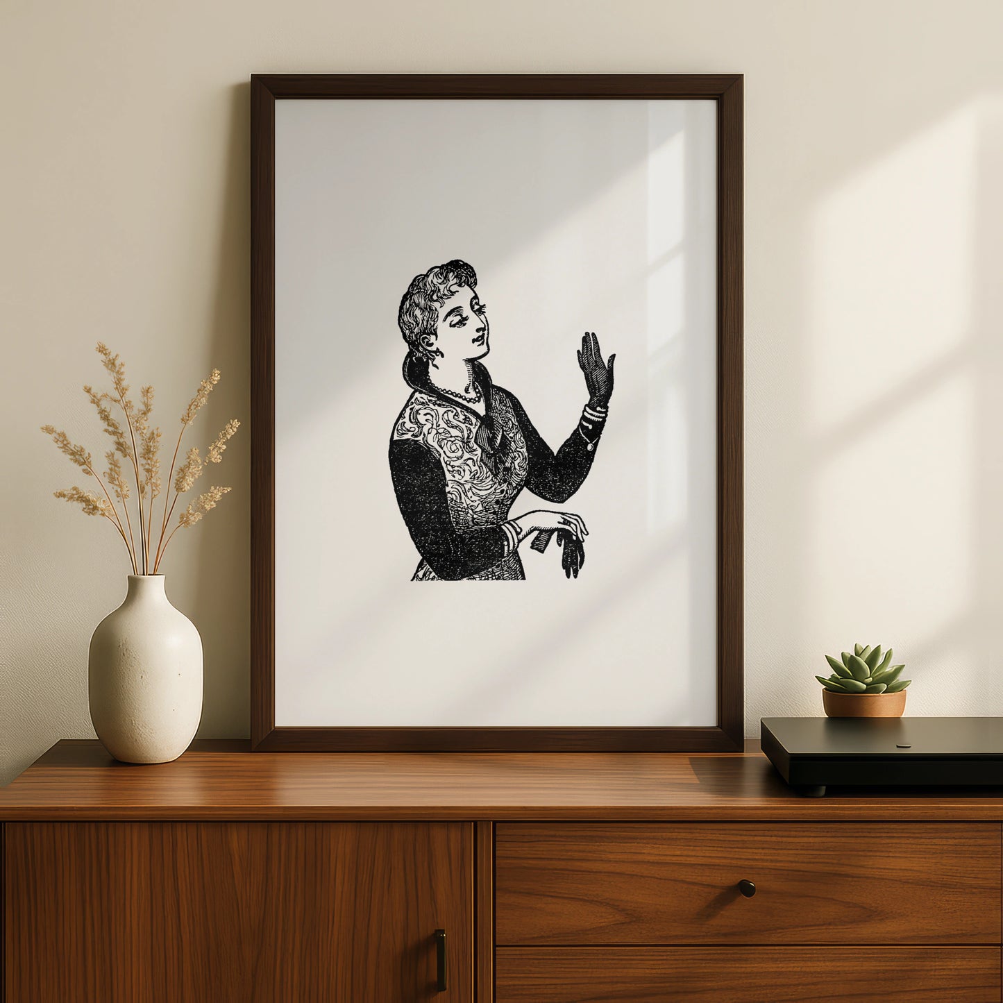 Halloween Victorian Witch Poster, Gothic Woman Wall Art, Dark Vintage Engraving Print