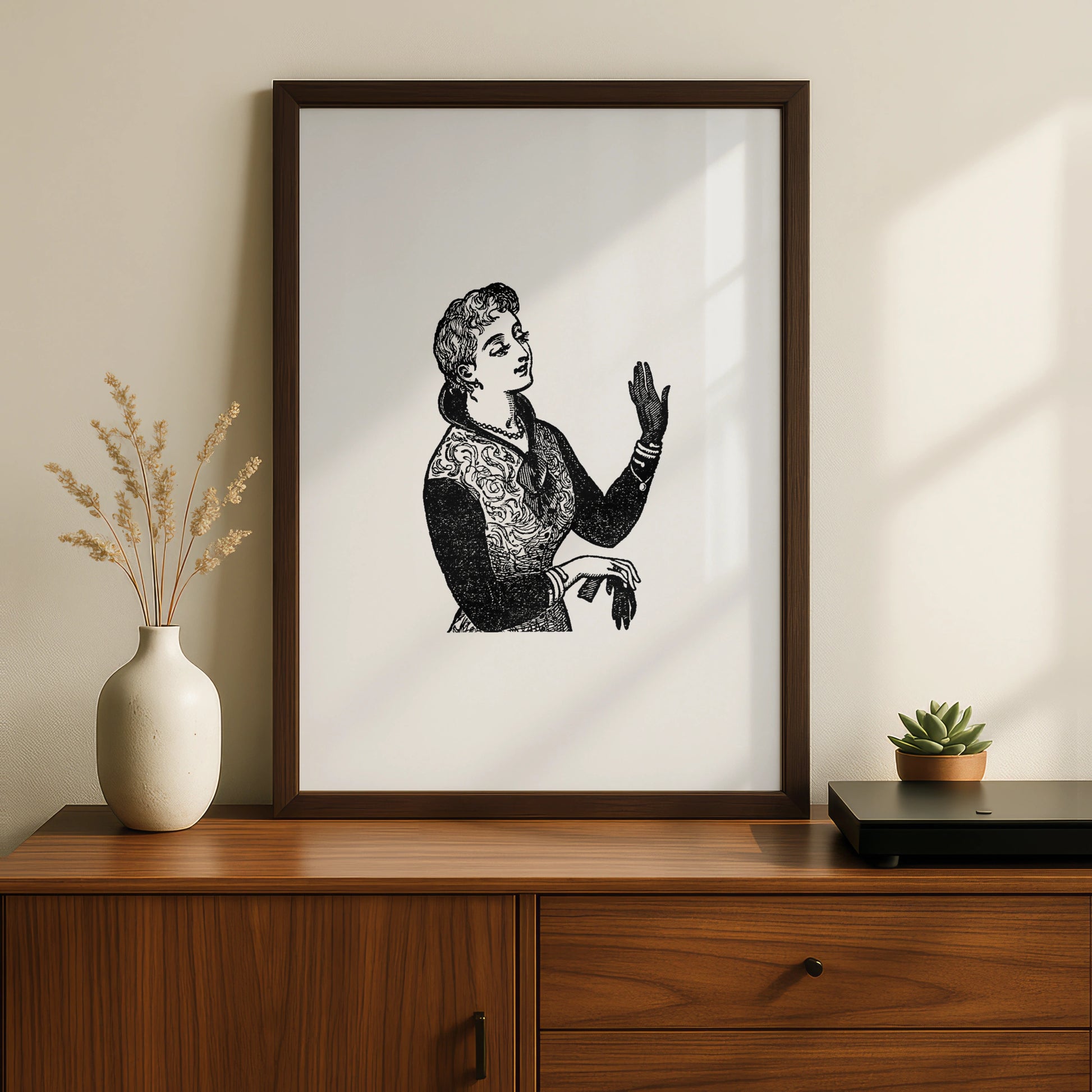 Halloween Victorian Witch Poster, Gothic Woman Wall Art, Dark Vintage Engraving Print