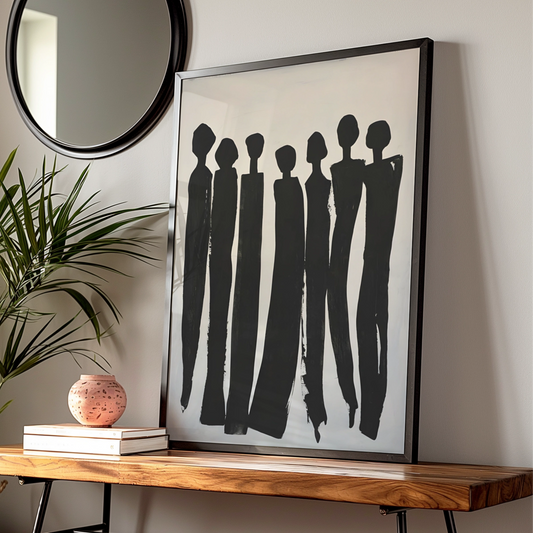 Abstract Figure Silhouette Print, Monochrome Wall Art, Black and White Minimalist Poster