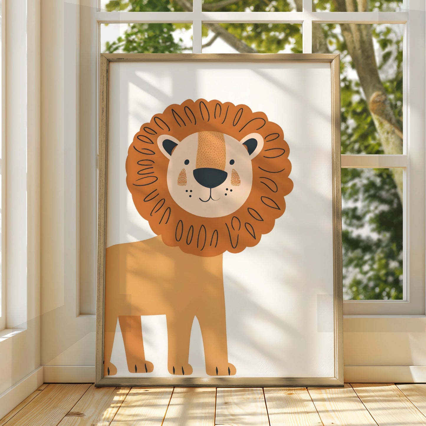 Lion Nursery Wall Art, Cute Safari Animal Print, Kids Room Poster, Baby Decor