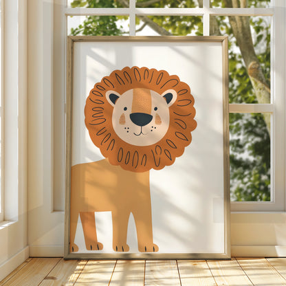 Lion Nursery Wall Art, Cute Safari Animal Print, Kids Room Poster, Baby Decor