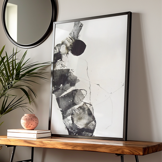 Abstract Ink Art Print, Modern Monochrome Wall Art, Black White Contemporary Poster, Gallery Wall