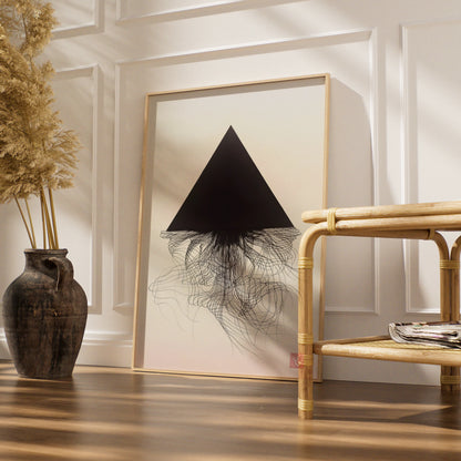 Black Triangle Abstract Art Print, Monochrome Wall Art, Modern Geometric Poster, Minimalist Decor