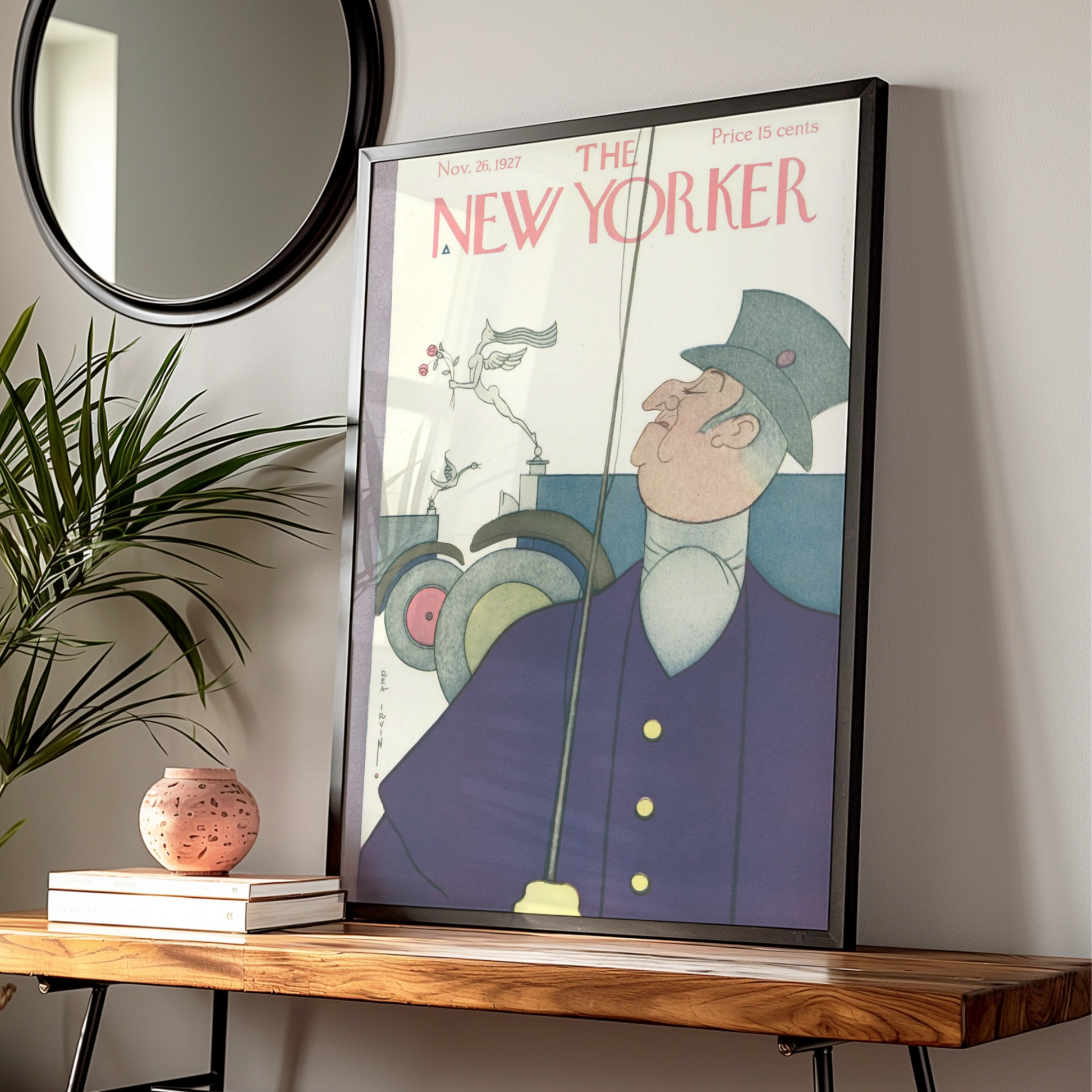 New Yorker 1927 Cover Poster, Rea Irvin Chauffeur Art Deco Wall Art Print