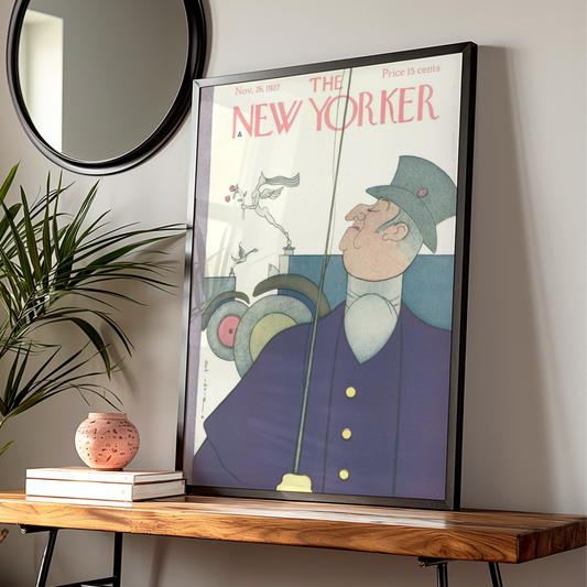 New Yorker 1927 Cover Poster, Rea Irvin Chauffeur Art Deco Wall Art Print