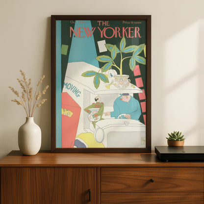 New Yorker Cover October 1927 Moving Day Poster, Vintage Art Deco Wall Art Print