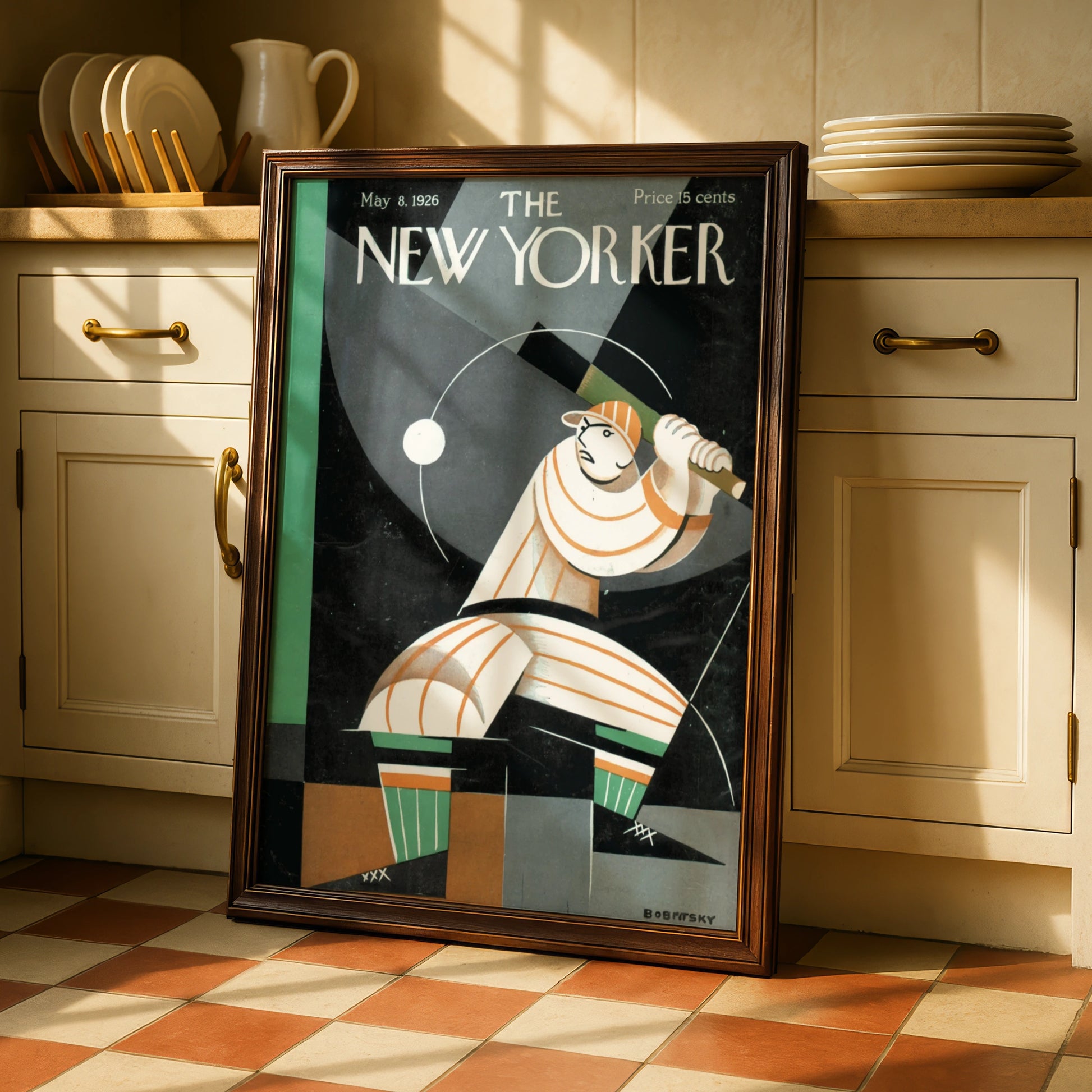 The New Yorker 1926 Baseball Poster, Art Deco Cover Print, Vintage Sports Wall Art
