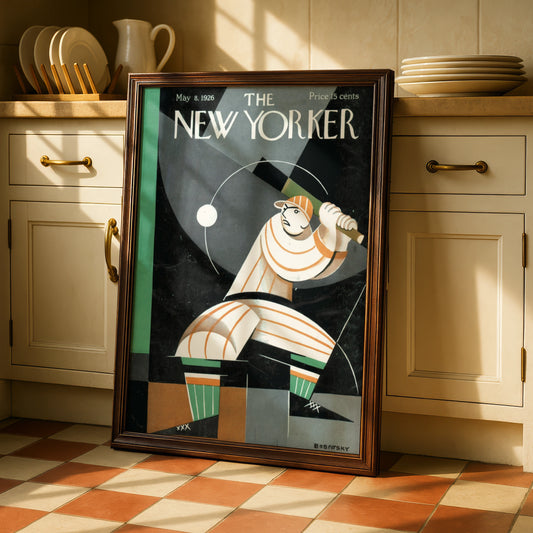 The New Yorker 1926 Baseball Poster, Art Deco Cover Print, Vintage Sports Wall Art