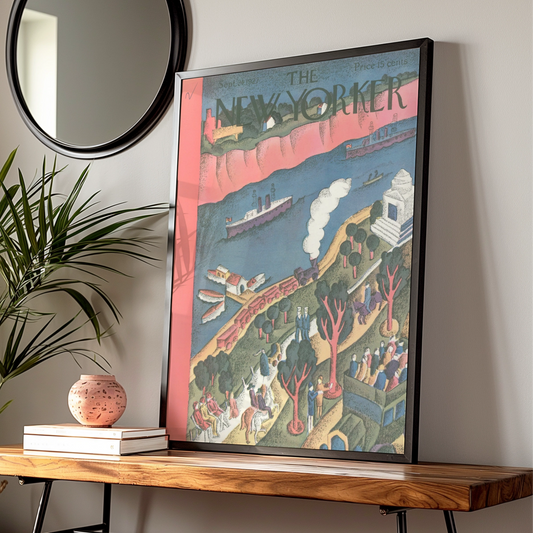 The New Yorker September 1927 Cover Art Poster, Vintage River Scene Wall Art