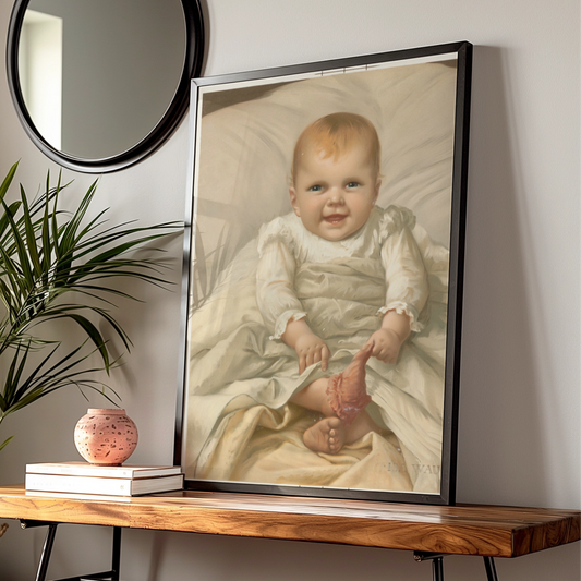 Creepy Victorian Baby Halloween Art Print, Spooky Vintage Portrait Poster, Dark Humour Wall Art