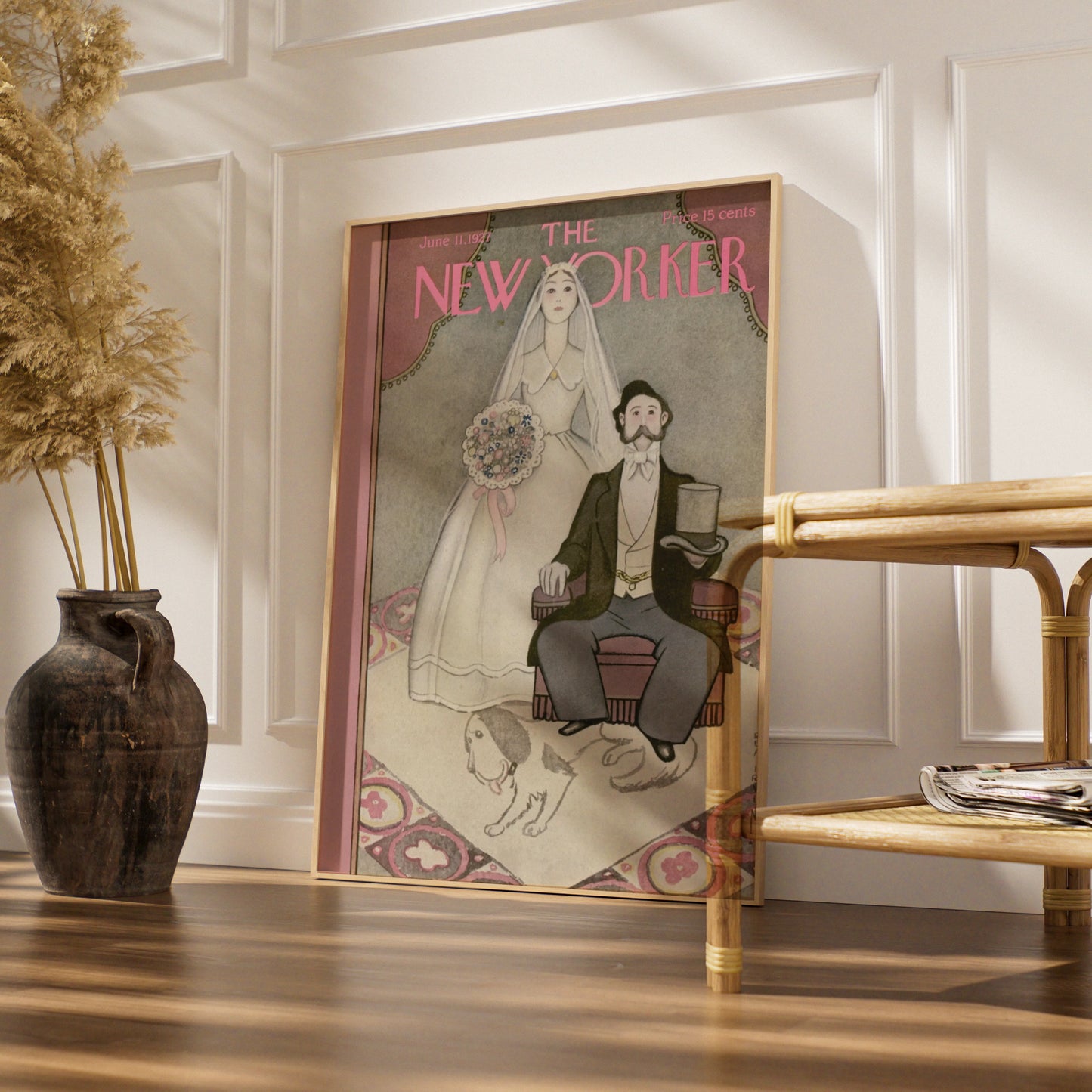 The New Yorker June 1927 Wedding Cover Poster, Vintage Bride Groom Wall Art Print