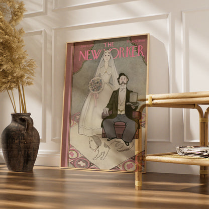 The New Yorker June 1927 Wedding Cover Poster, Vintage Bride Groom Wall Art Print