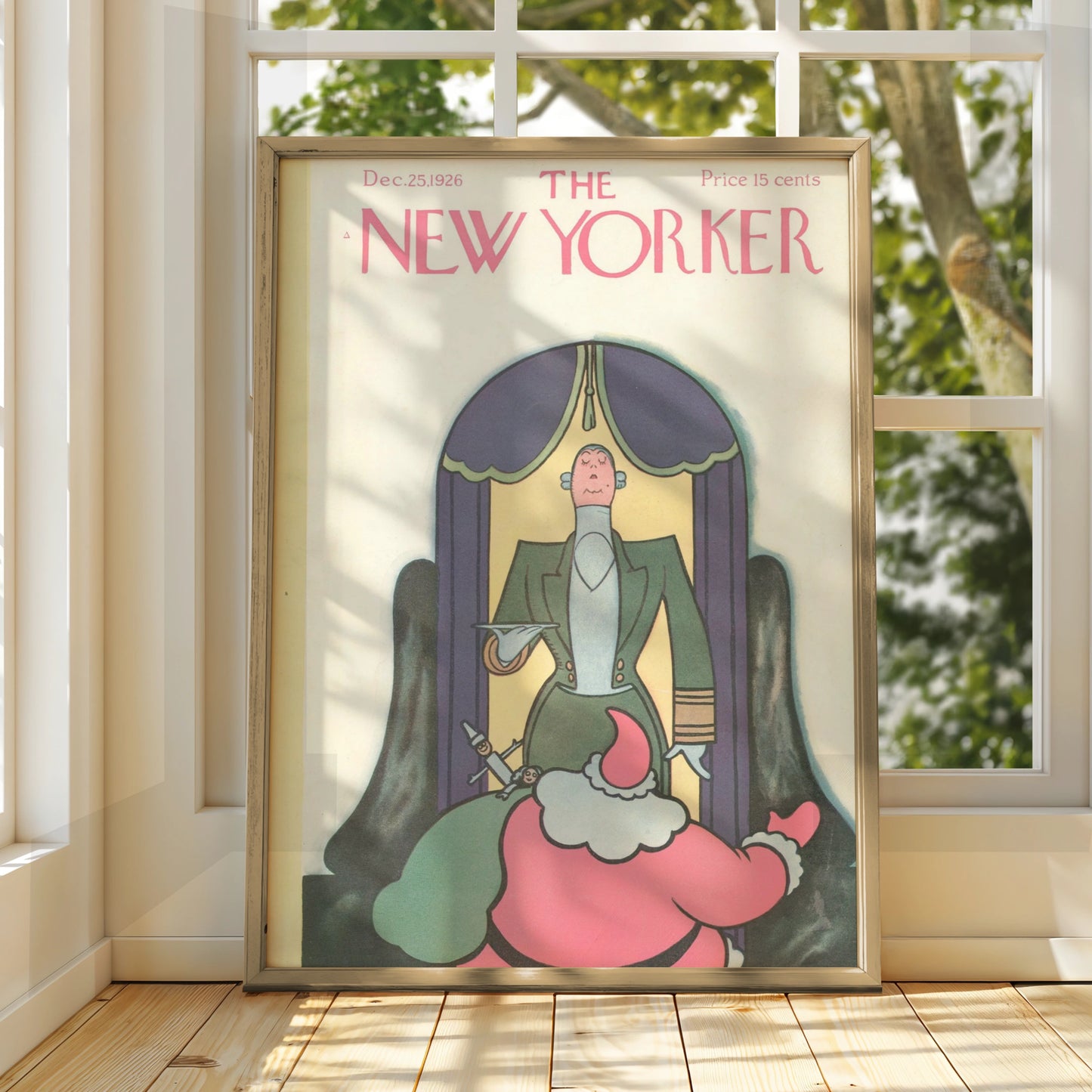 The New Yorker Christmas 1926 Poster, Santa Claus Art Deco Cover, Vintage Holiday Wall Art