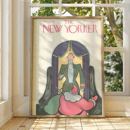The New Yorker Christmas 1926 Poster, Santa Claus Art Deco Cover, Vintage Holiday Wall Art