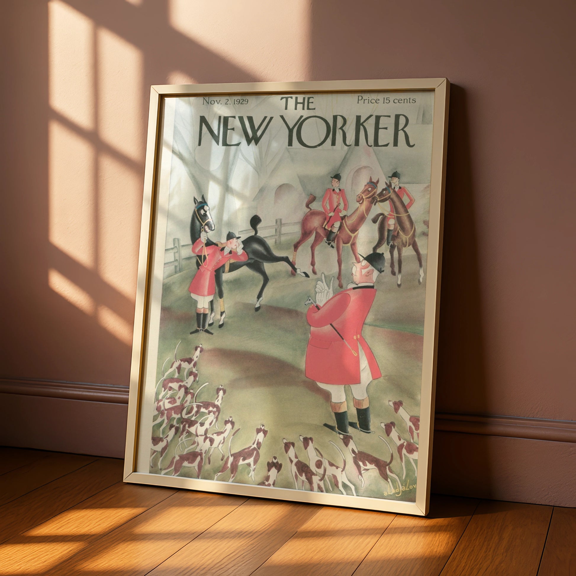 The New Yorker 1929 Fox Hunt Cover Poster, Vintage Equestrian Wall Art Print