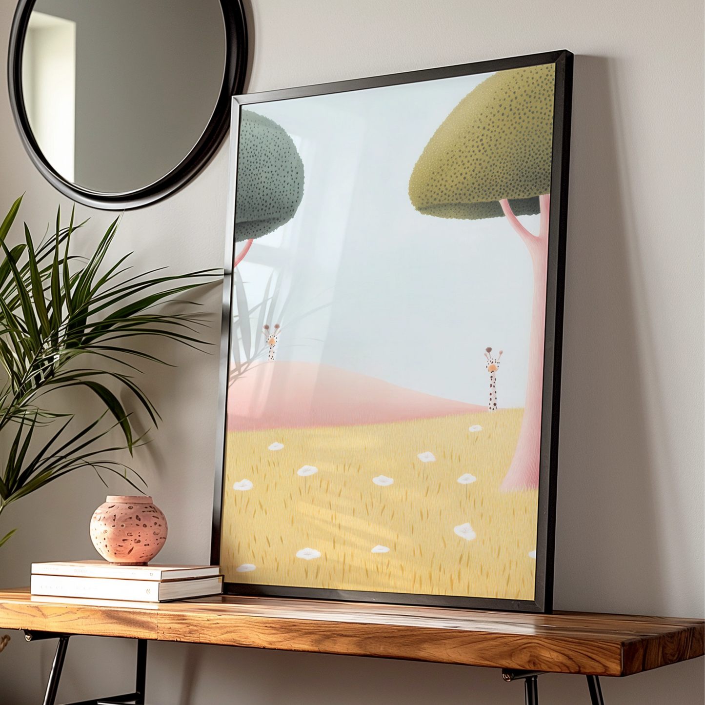 Giraffe Nursery Wall Art, Cute Safari Print, Baby Animal Poster, Kids Room Decor