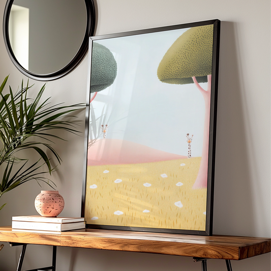 Giraffe Nursery Wall Art, Cute Safari Print, Baby Animal Poster, Kids Room Decor
