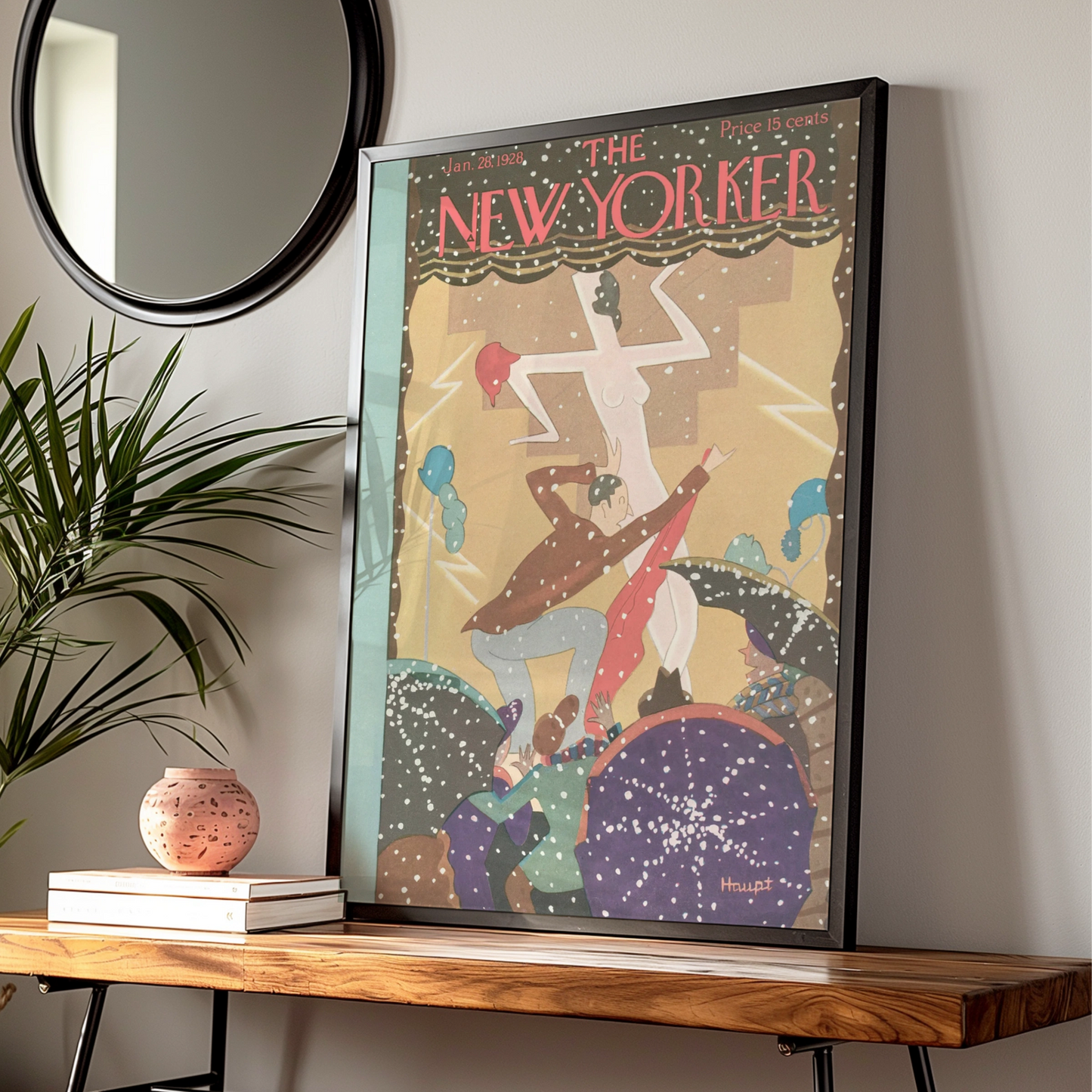 The New Yorker January 1928 Cover Poster, Art Deco Dancing Print, Vintage Wall Art