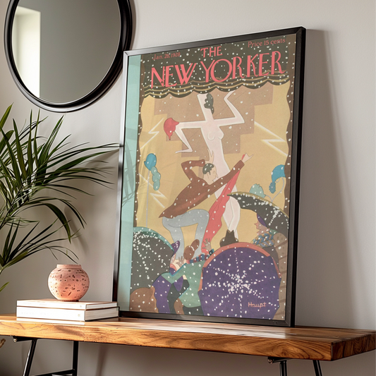 The New Yorker January 1928 Cover Poster, Art Deco Dancing Print, Vintage Wall Art