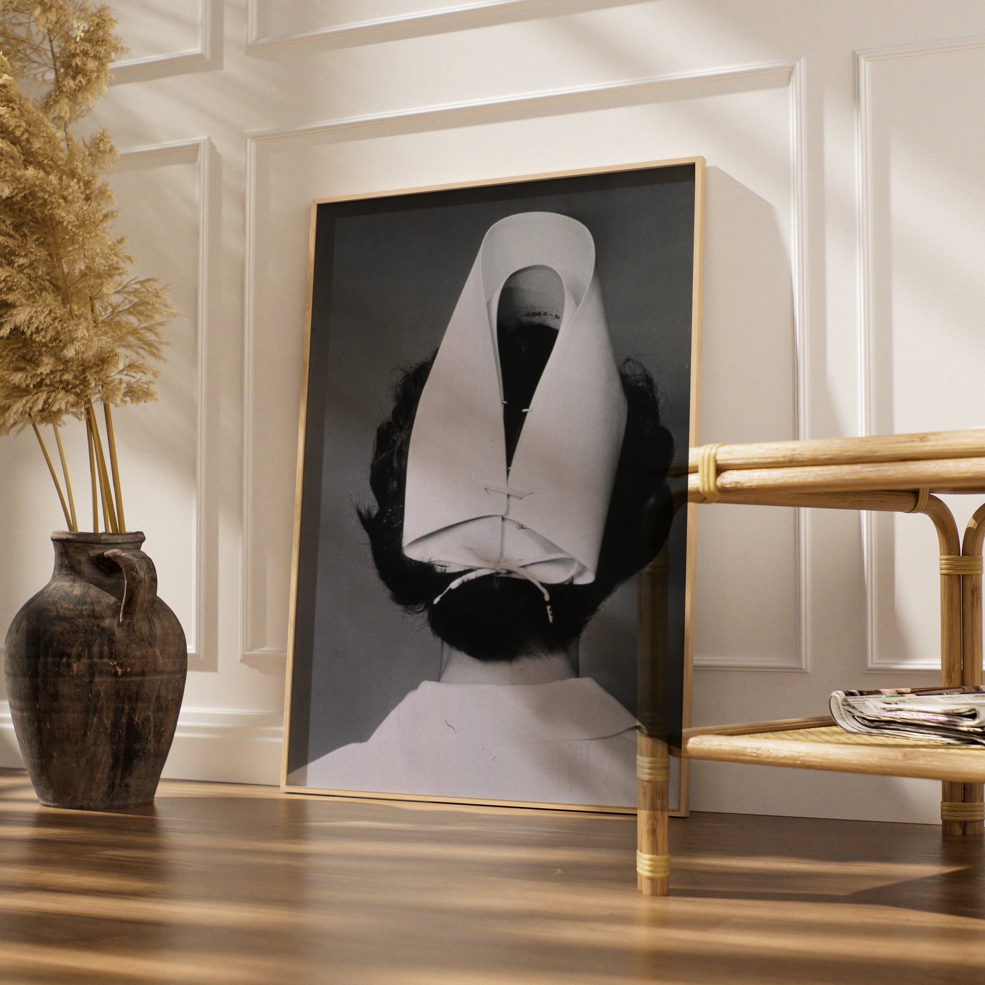 Halloween Nurse Poster, Vintage Black White Horror Print, Creepy Nurse Cap Wall Art