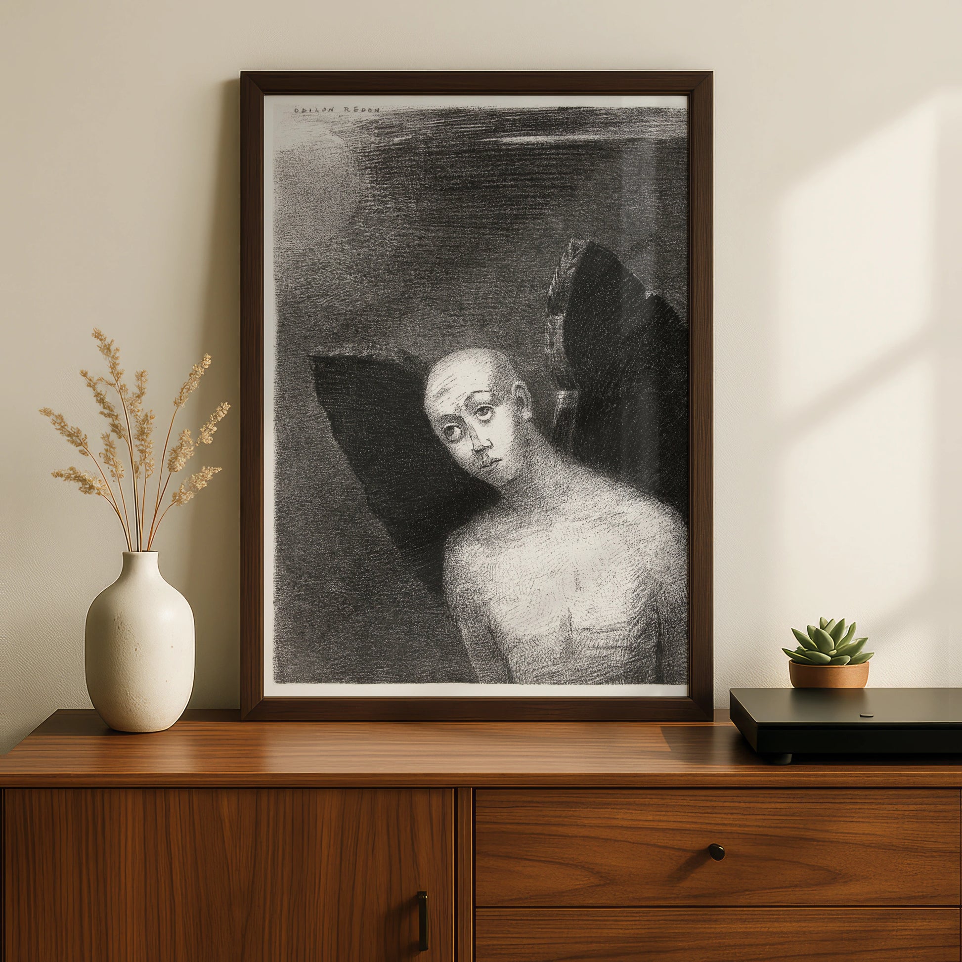 Odilon Redon Halloween Art Print, Dark Surreal Figure Poster, Gothic Wall Art Decor
